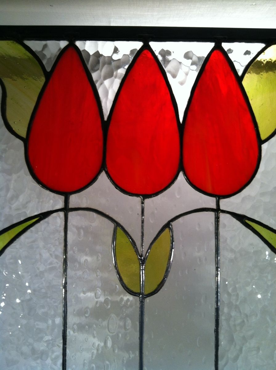 Hand Crafted Art Nouveau Tulips by Dancing Light Stained Glass Studio