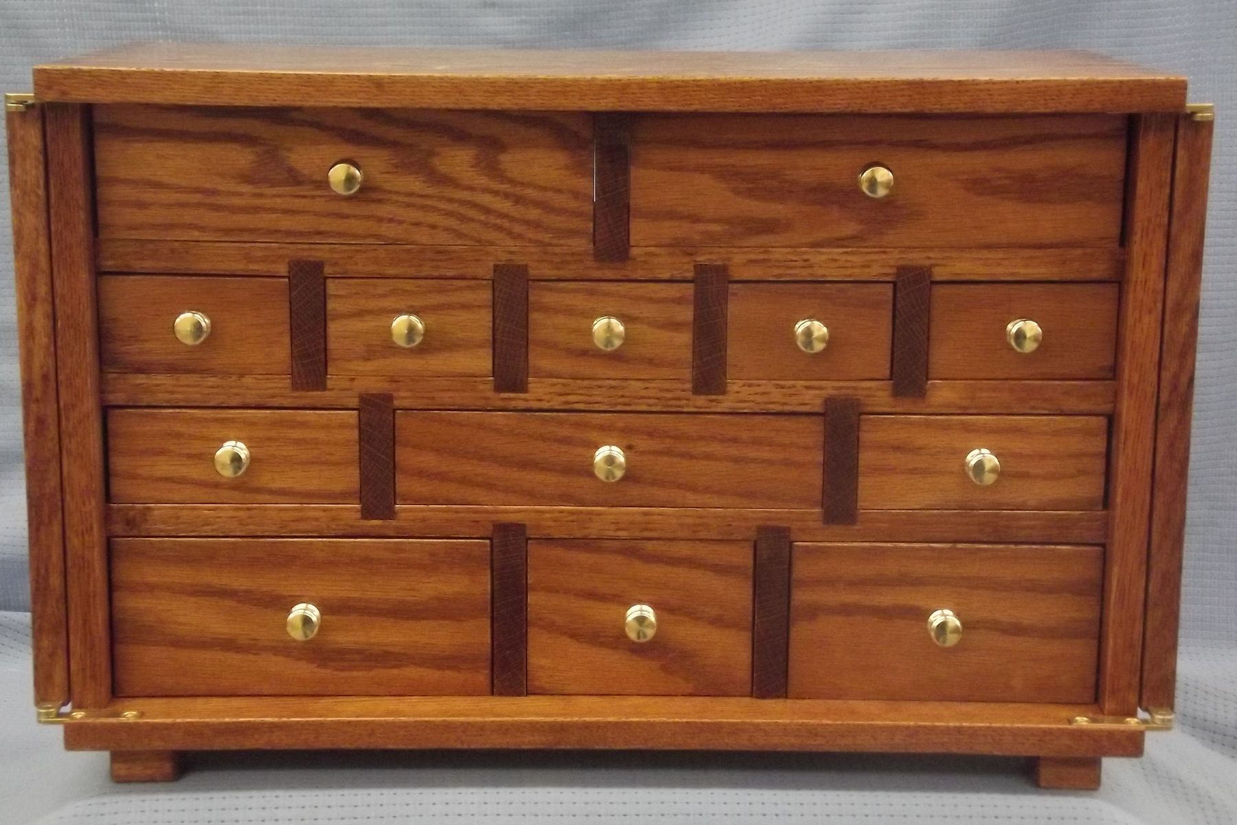 Hand Crafted Locking Multi Drawer Apothecary Style Jewelry Box by
