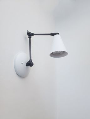 Custom Made Black And White Adjustable Wall Light - Articulated Industrial Sconce