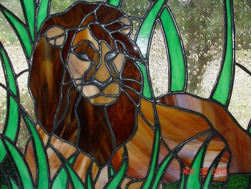 Custom Made King Of The Jungle Stained Glass Resting Lion