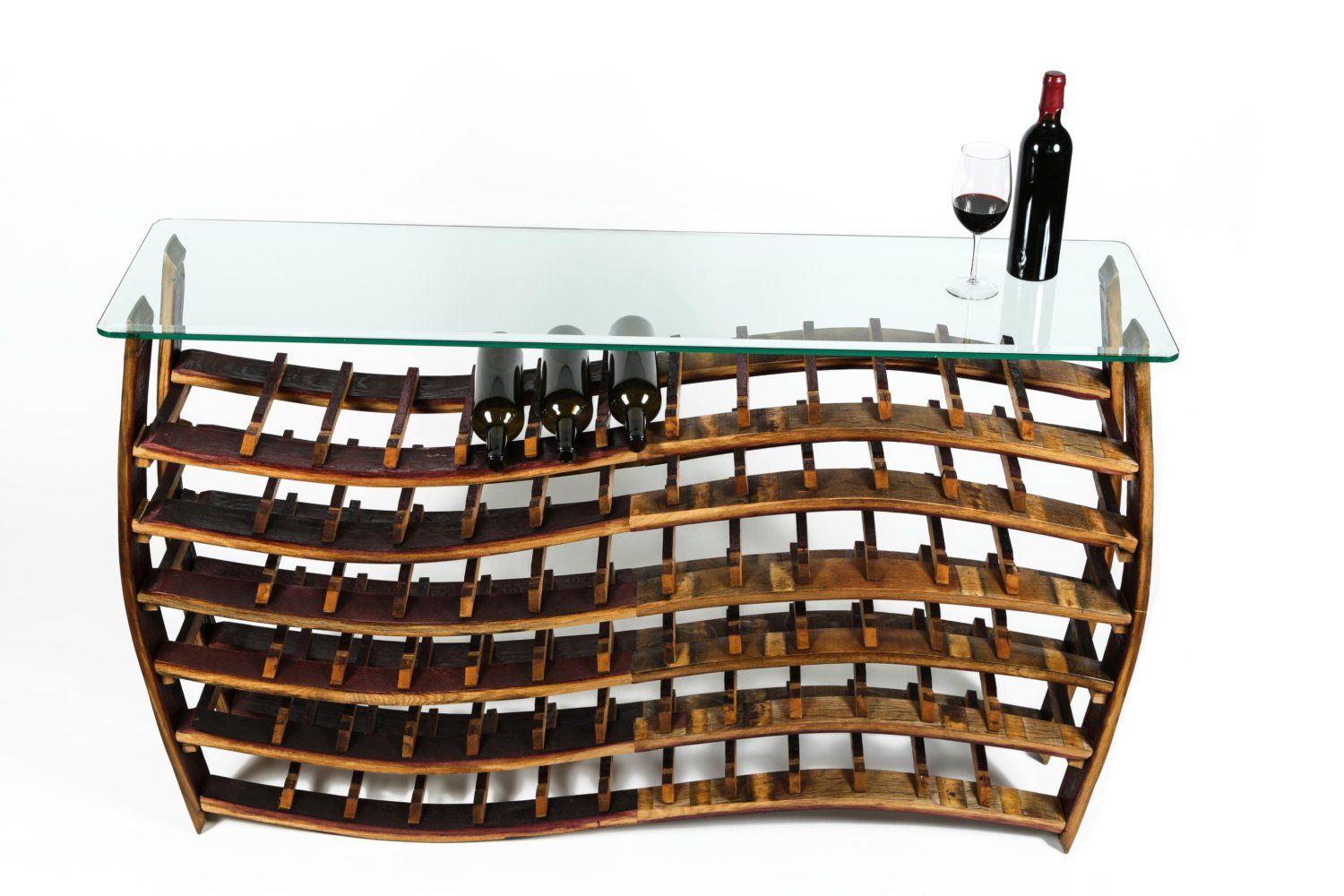 Custom Made Large Wave Wine Rack Antorini Made From Retired Wine