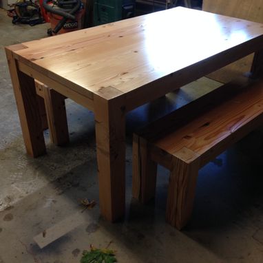 Custom Made Bold, Contemporary Dining Table And Benches