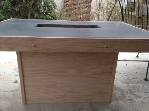 Custom Made Concrete Fire Table - Oak