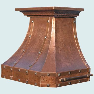Custom Made Copper Range Hood With Copper Straps & Hammering