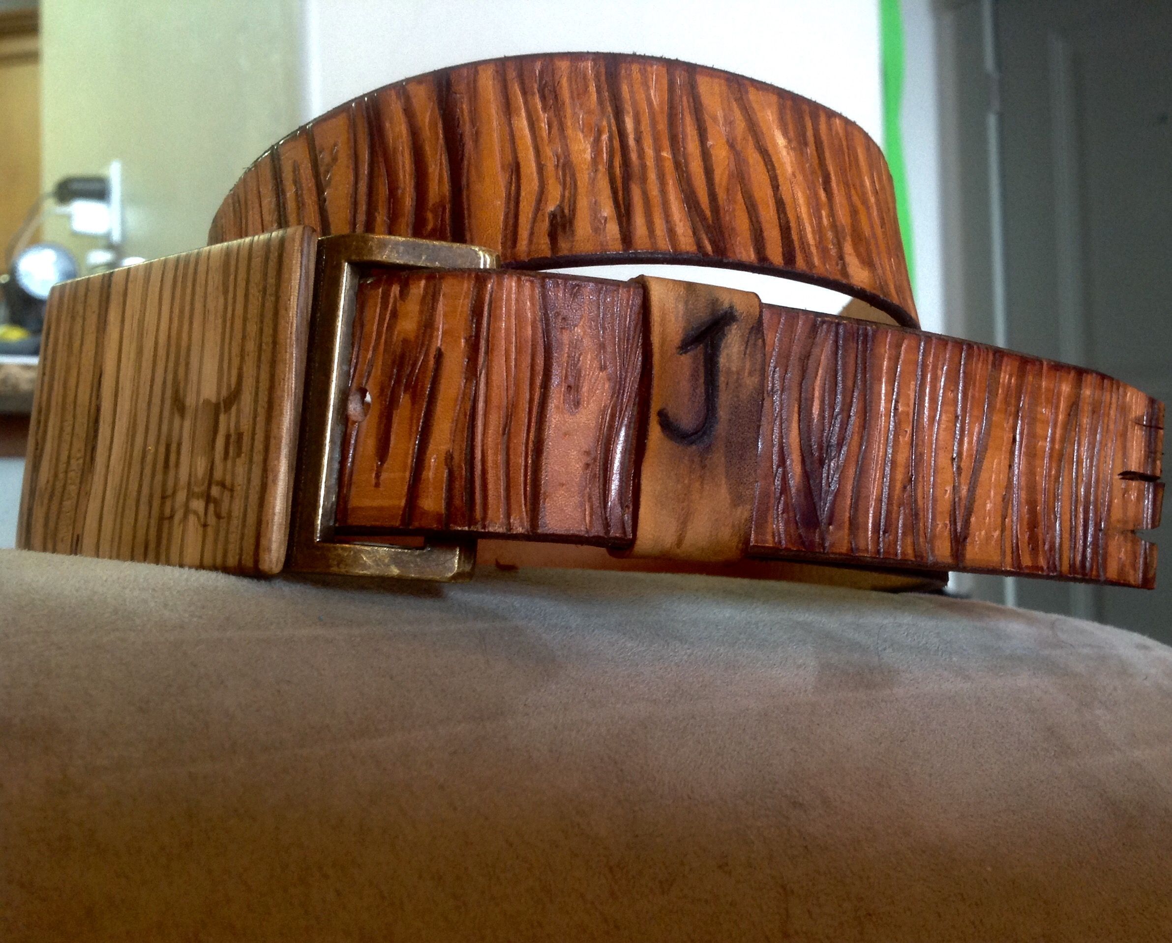 Buy Custom Made Wood Grain Leather Belts, made to order from Saxon Leather art