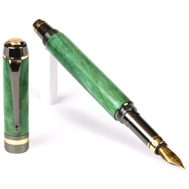 Custom Made Lanier Elite Fountain Pen - Green Box Elder - Fe7w13