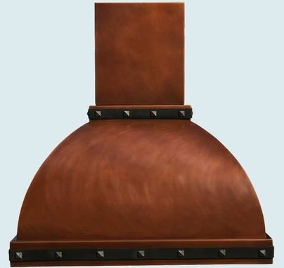 Custom Made Copper Range Hood With Stack & Straps