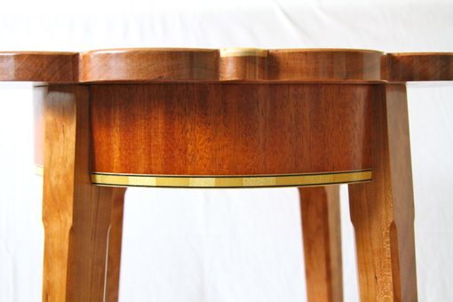 Custom Made Cherry Petal Table With Maple And Walnut Inlays