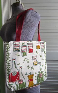 Custom Made Upcycled Tote Bag Made From A Vintage Kitchen Towel