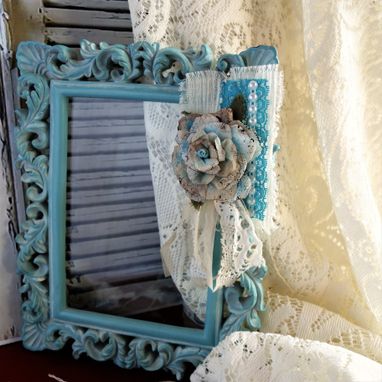 Custom Made Romantic Rose Tags Shabby Chic Blue Rose Vintage Accents