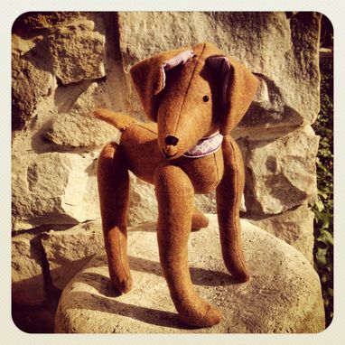 Custom Made Jointed Dog Golden Retriever /Red Hand Stitched Details/Recycled Materials