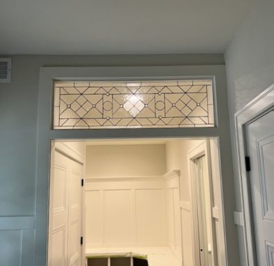 Custom Made Stained Glass Transom In Clear And Beveled Glass