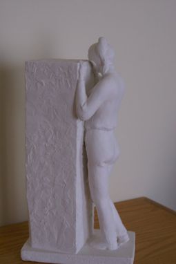 Custom Made Sculpture, Memory, Standing Girl Resting Head On Cube