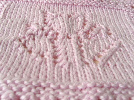 Custom Made Luxury Knit Wash Cloth/Hand Towel - Pretty Tulip Design In Pink