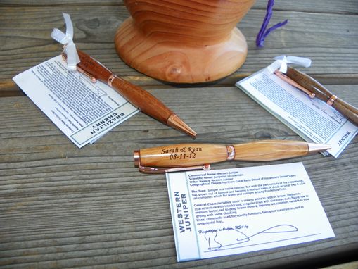 Custom Made Custom Built Wooden Rollerball Slim Twist Pen Wedding Favors And Groomsman Gifts