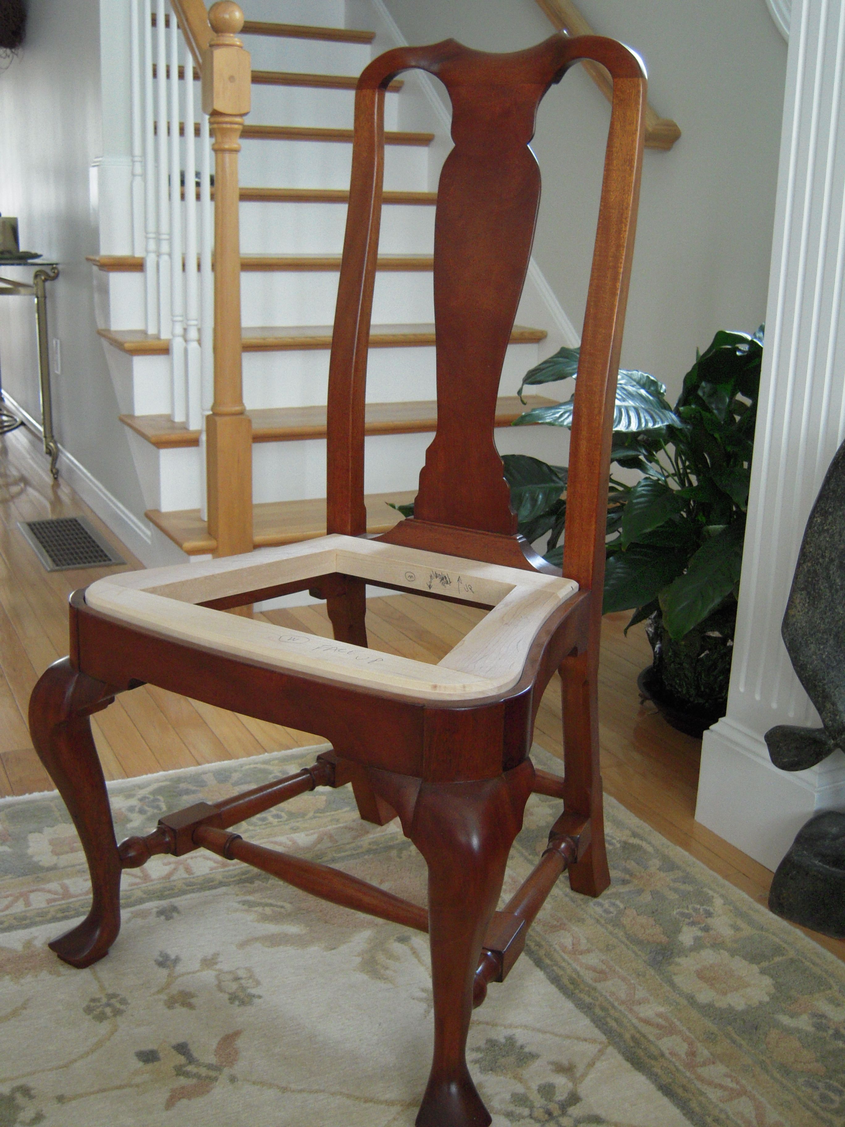Hand Crafted Chair, Queen Anne Style, Solid Mahogany, Shellac/Wax by