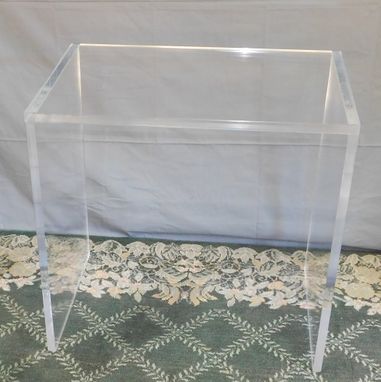 Custom Made Acrylic Side / End Table - Slab Leg, Simple Design - Hand Crafted, Made To Order
