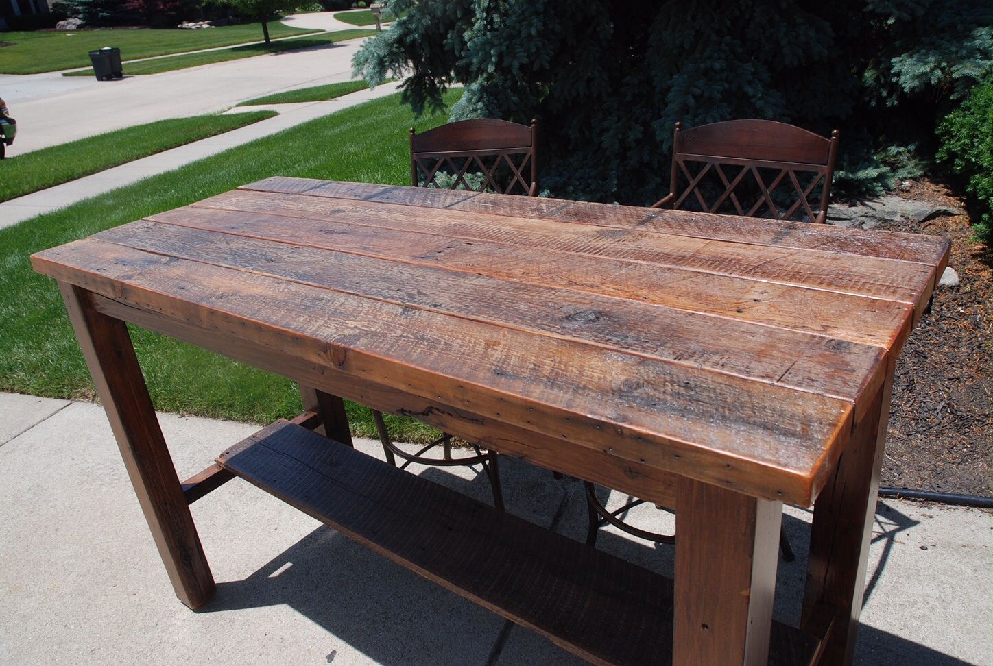 Hand Crafted Unique Barn Wood Bar Height Table by GW designs in wood ...