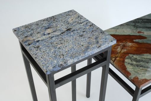 Custom Made End Tables  Steel Base With Natural Stone Tops