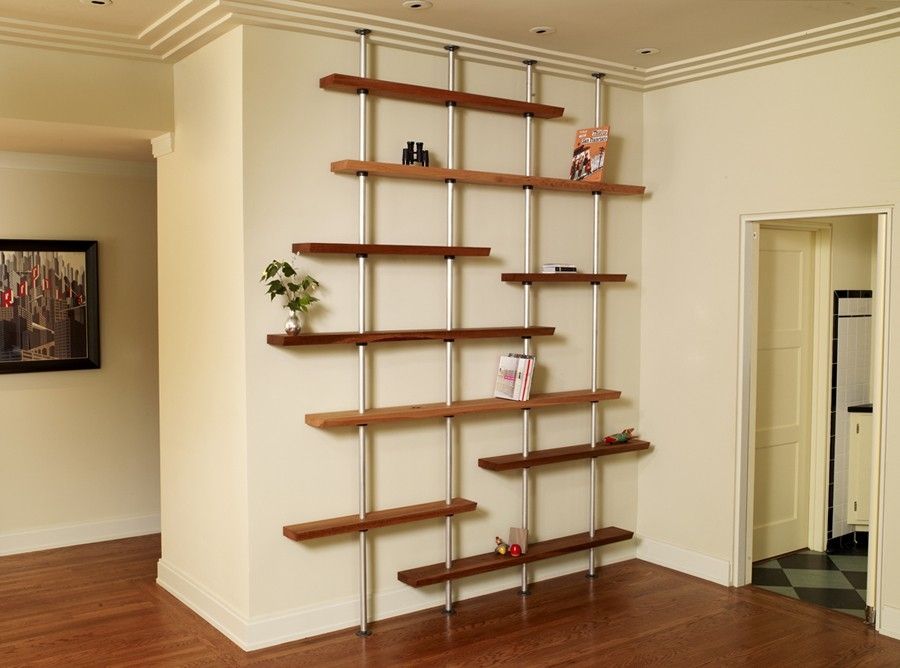 Custom Oak And Aluminum Adjustable Shelving Unit by Anand ...