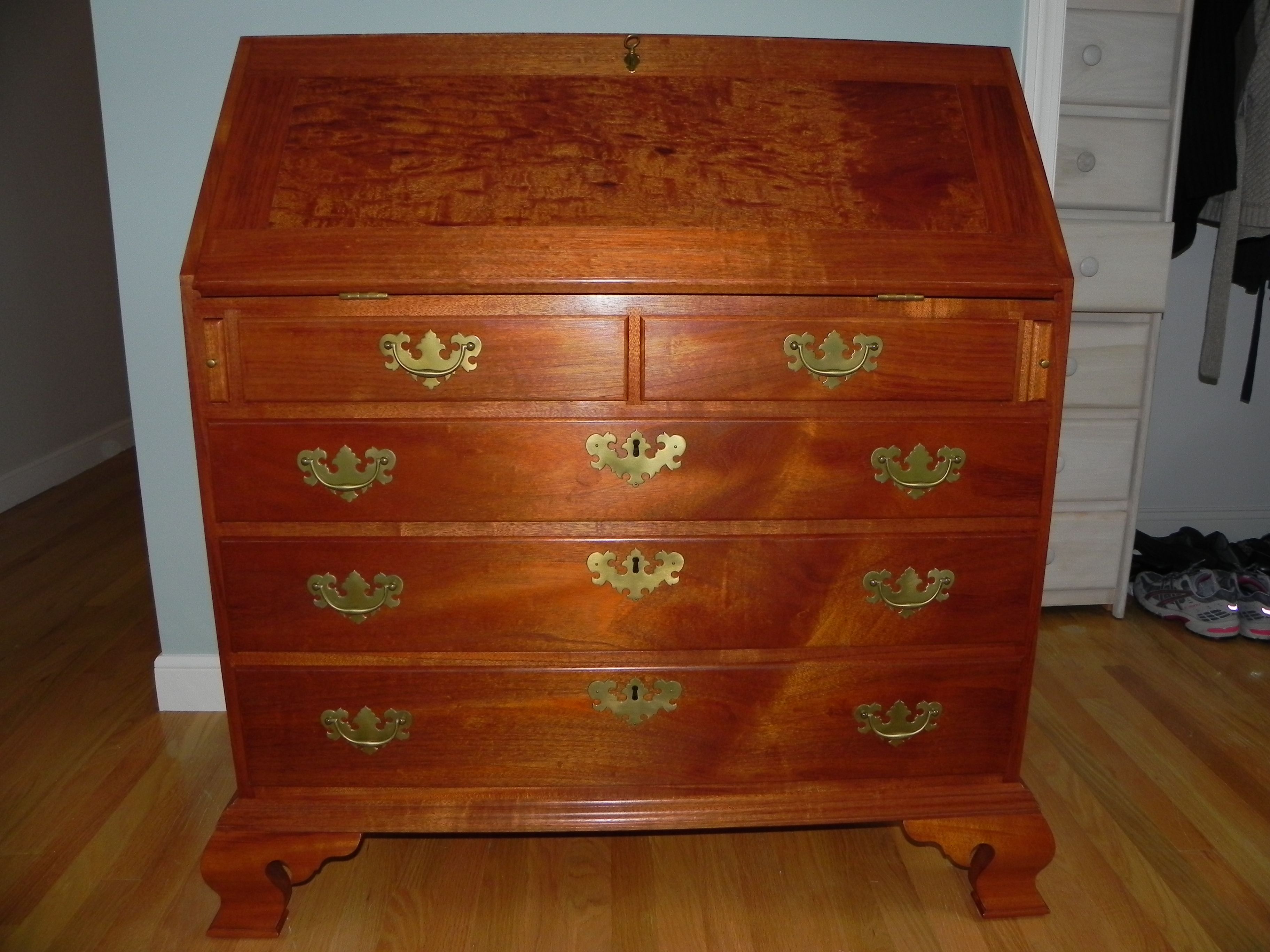 Hand Made Penn. Desk, Solid Mahogany, 4 Drawers, Hand Cut Dovetails by