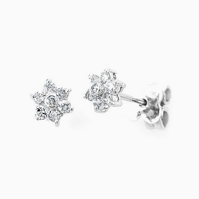 Hand Crafted Star Inspired Diamond Stud Earrings In 18k White Custom Made Star Inspired Diamond Stud Earrings In 18k White Gold Flower