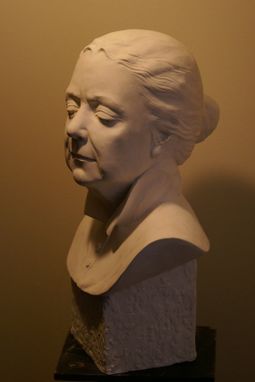 Custom Made Sculpture Of Thinking Woman Portrait Bust, Life Size, White Plaster