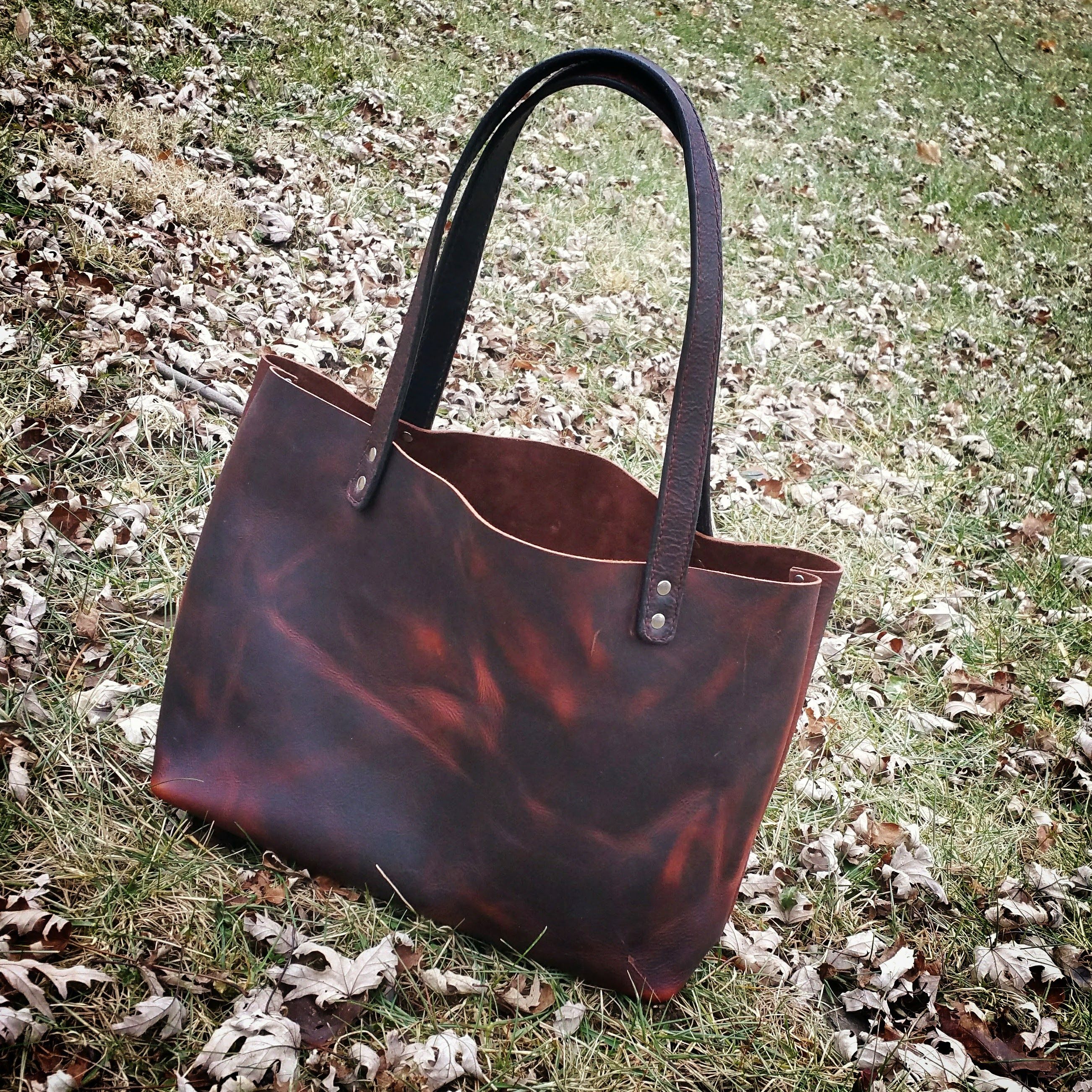 Custom Made The Shae Bag - Burgundy Leather Handbag - Pull Up Leather Tote-Style Handbag/Purse ...