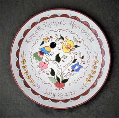 Custom Made #22-Personalized 10 In Pennsylvania Dutch Birth Plate