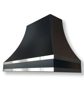 Custom Made #113 E104 Satin Black Powder Coat Range Hood With Stainless Straps