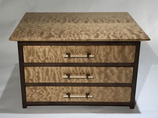 Custom Made Quilted Maple And Claro Walnut Chest Of Drawers