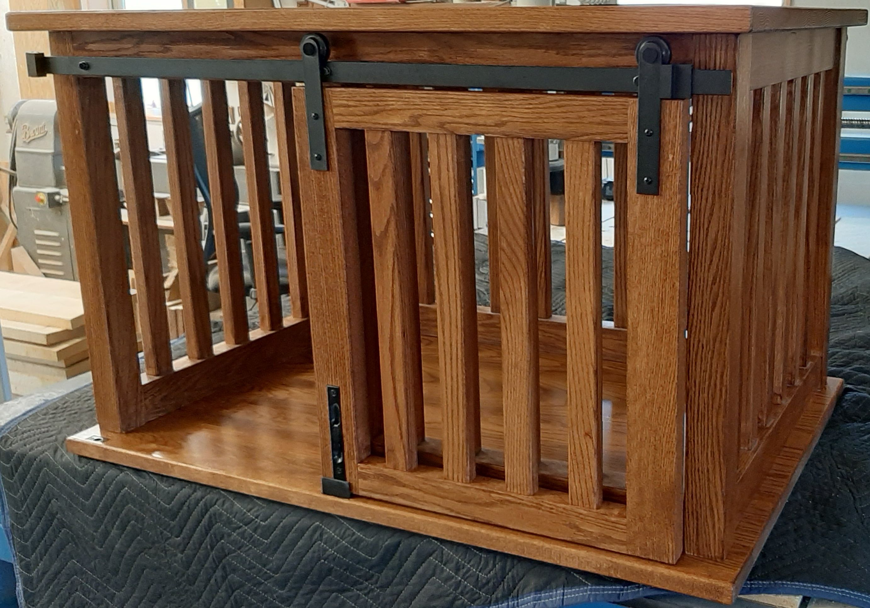 Hand Made Wooden Pet Crate End Table With Barn Door by Joey's Custom