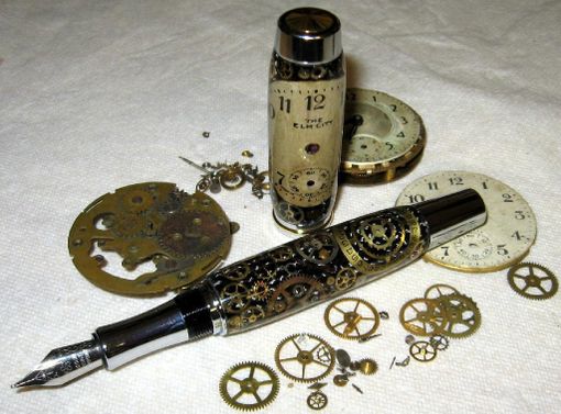 Custom Made Pocket Watch Parts Pen,  Steampunk Pen