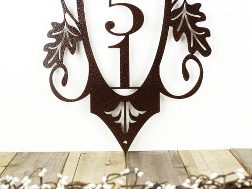 Custom Made Vertical Address Plaque, House Numbers Sign, Metal Sign Outdoors, Leaf Metal Wall Art