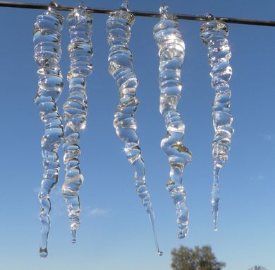 Custom Made Chirstmas Ornaments Hand-Blown Clear Glass Natural Icicles, Set Of Five