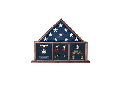 Custom Made Military 3 Bay Mantle Military Shadow Box