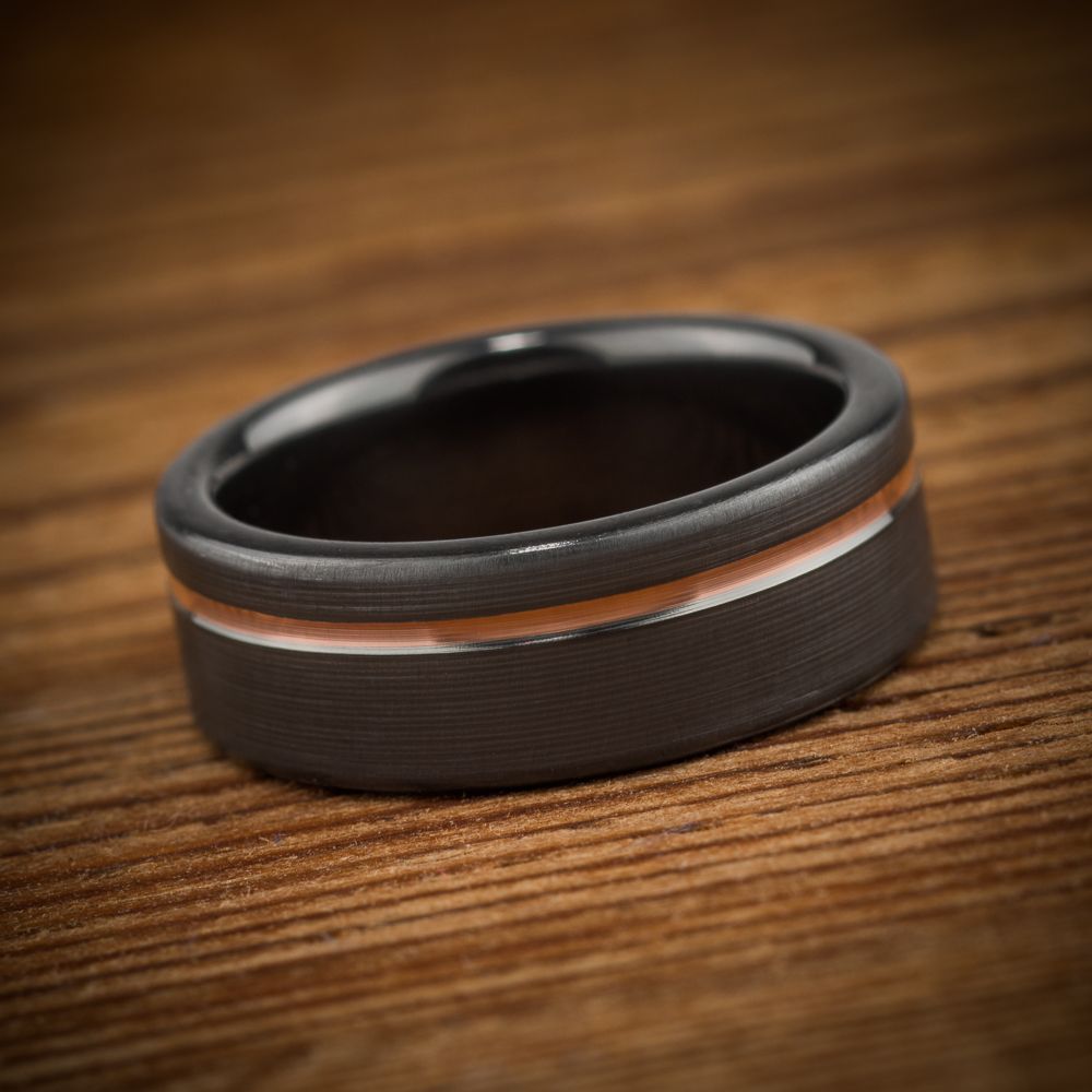 A Custom Made Black Zirconium Rose Gold Wedding Band To A Custom Made Black Zirconium Rose Gold Wedding Band To Order From Spexton Jewelry Custommade