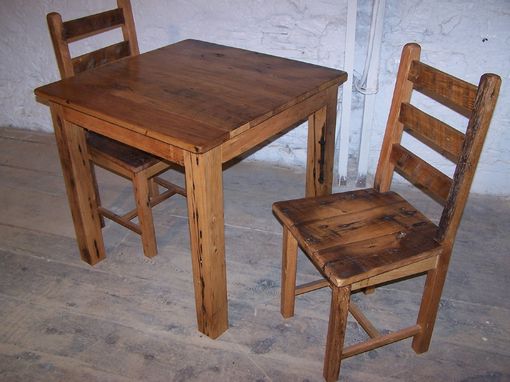 Custom Made Reclaimed Antique Wormy Chestnut Rustic Dining Set