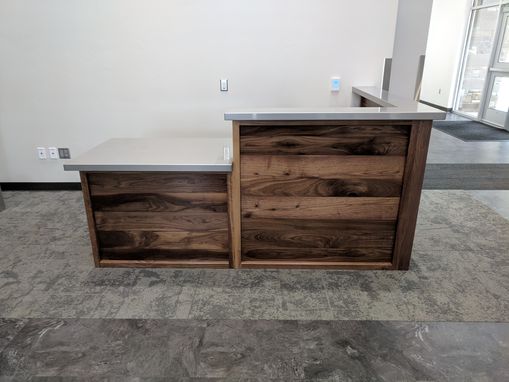 Custom Made Custom Reception Desk From Walnut And Stainless Steel