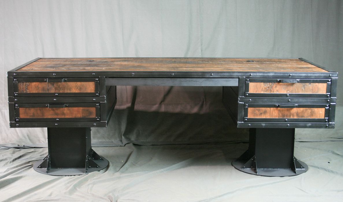 Buy Custom Made Vintage Industrial Wooden Desk With Drawers Reclaimed