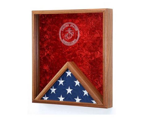 Custom Made Marine Corps Flag & Medal Display Case