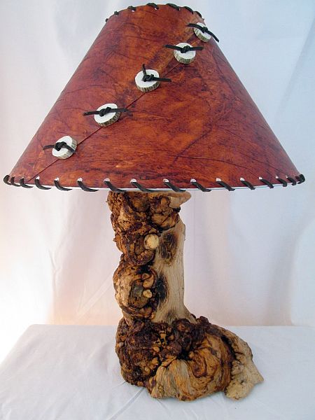 Hand Made Unique Wooden Rustic Burl Pine Log Table Lamp Handcrafted ...