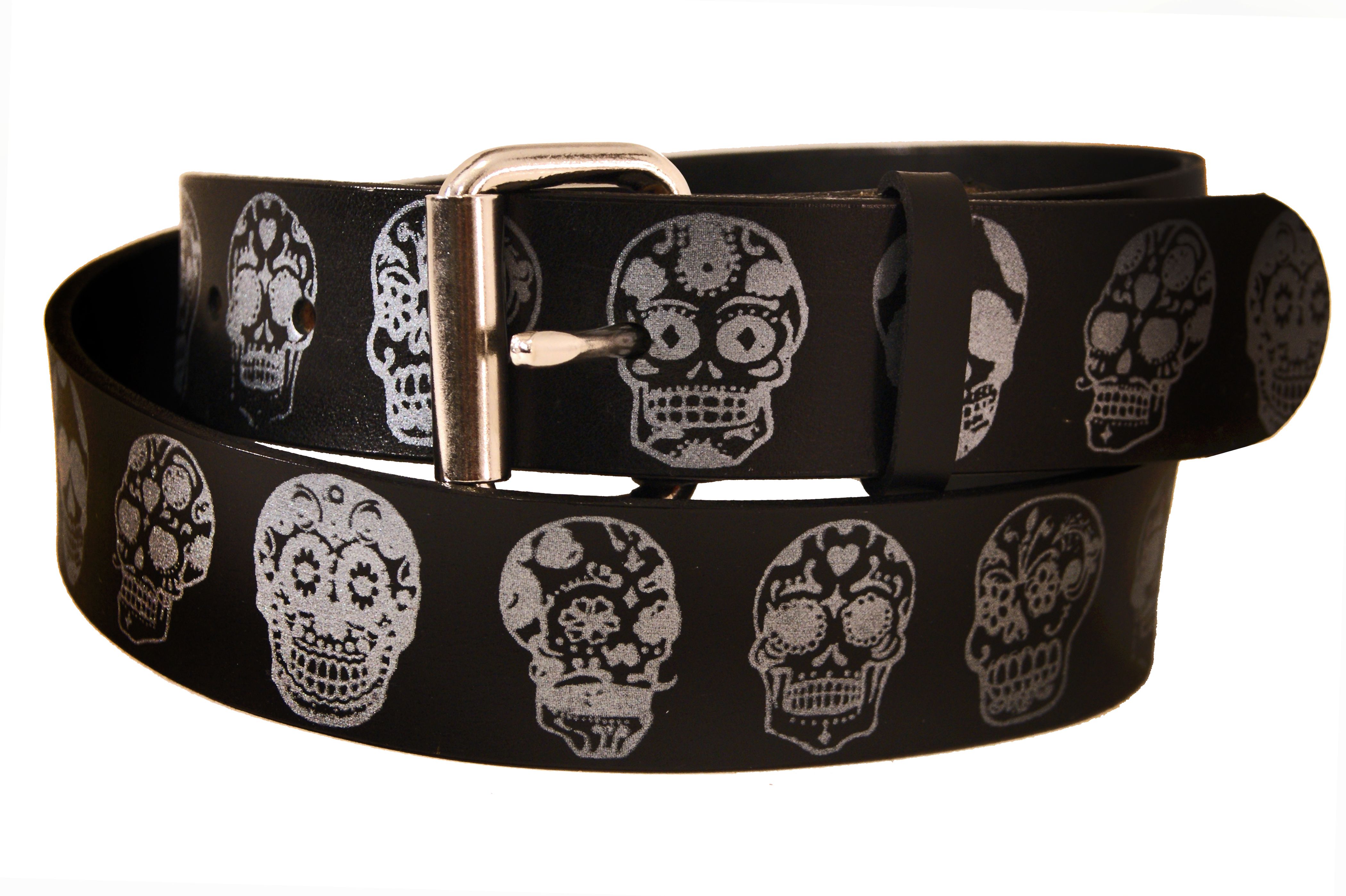 Buy Hand Made Sugar Skulls/Day Of The Dead Leather Belt, made to order ...