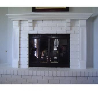 Custom Made Fireplace Mantle & Surround With Brick