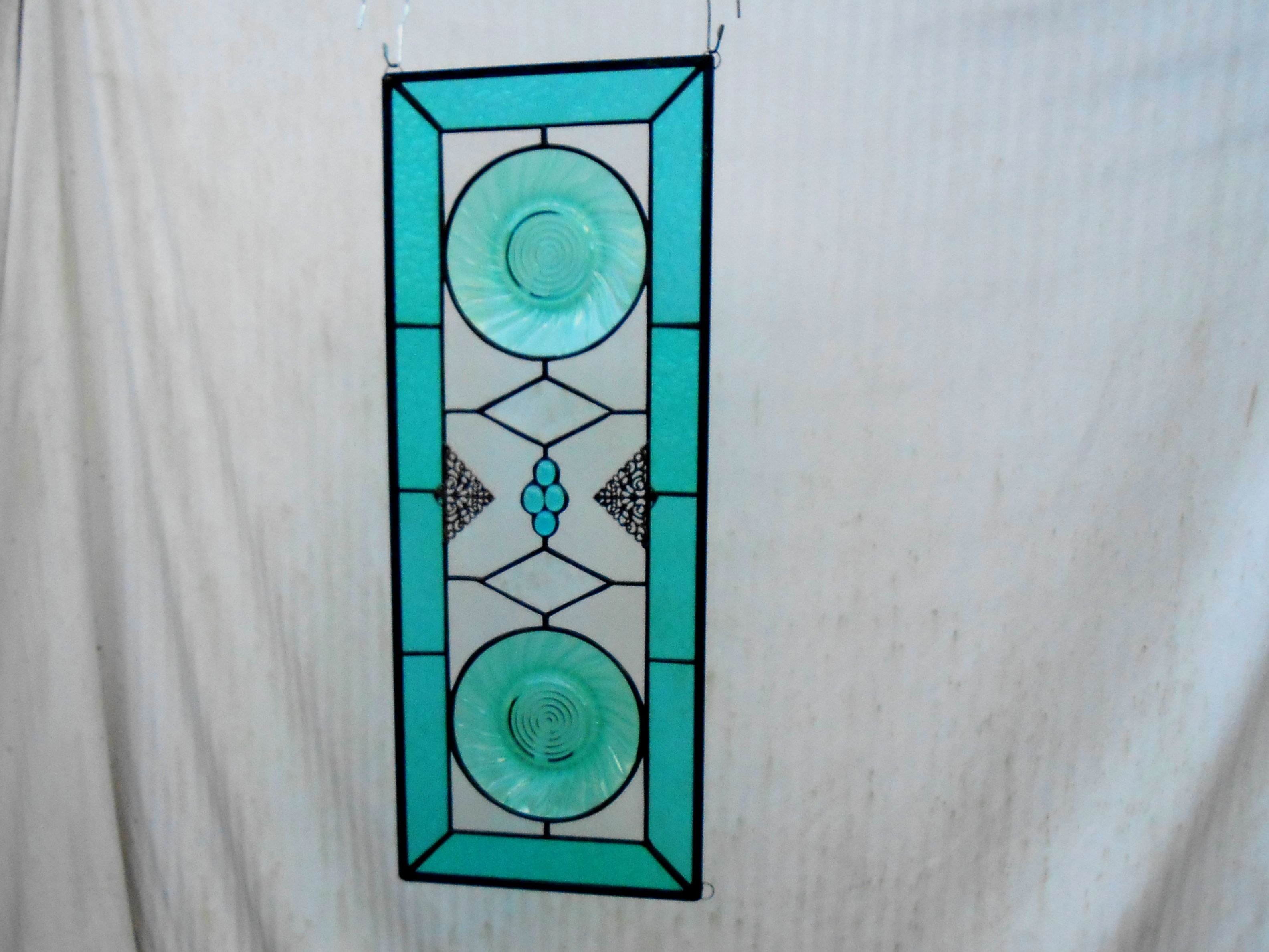 Hand Crafted Stained Glass Transom Window, Antique