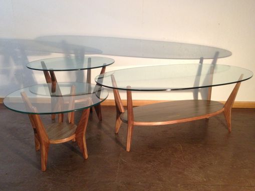 Custom Made Walnut Mid Century Inspired Tables