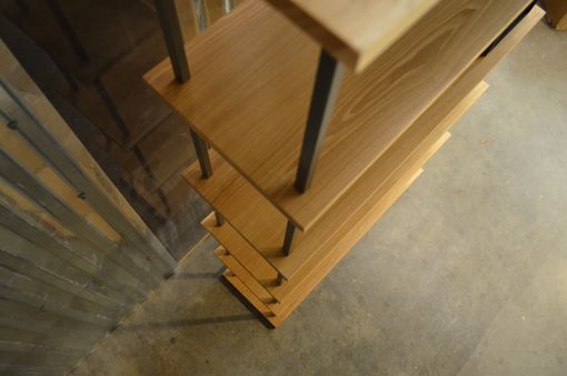 Custom Made Large Wood And Metal Industrial Bookshelf