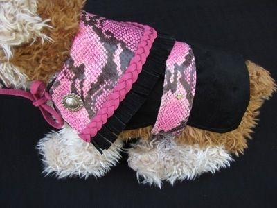 Custom Made "Python" Trimmed Leather And Suede Dog Clothes