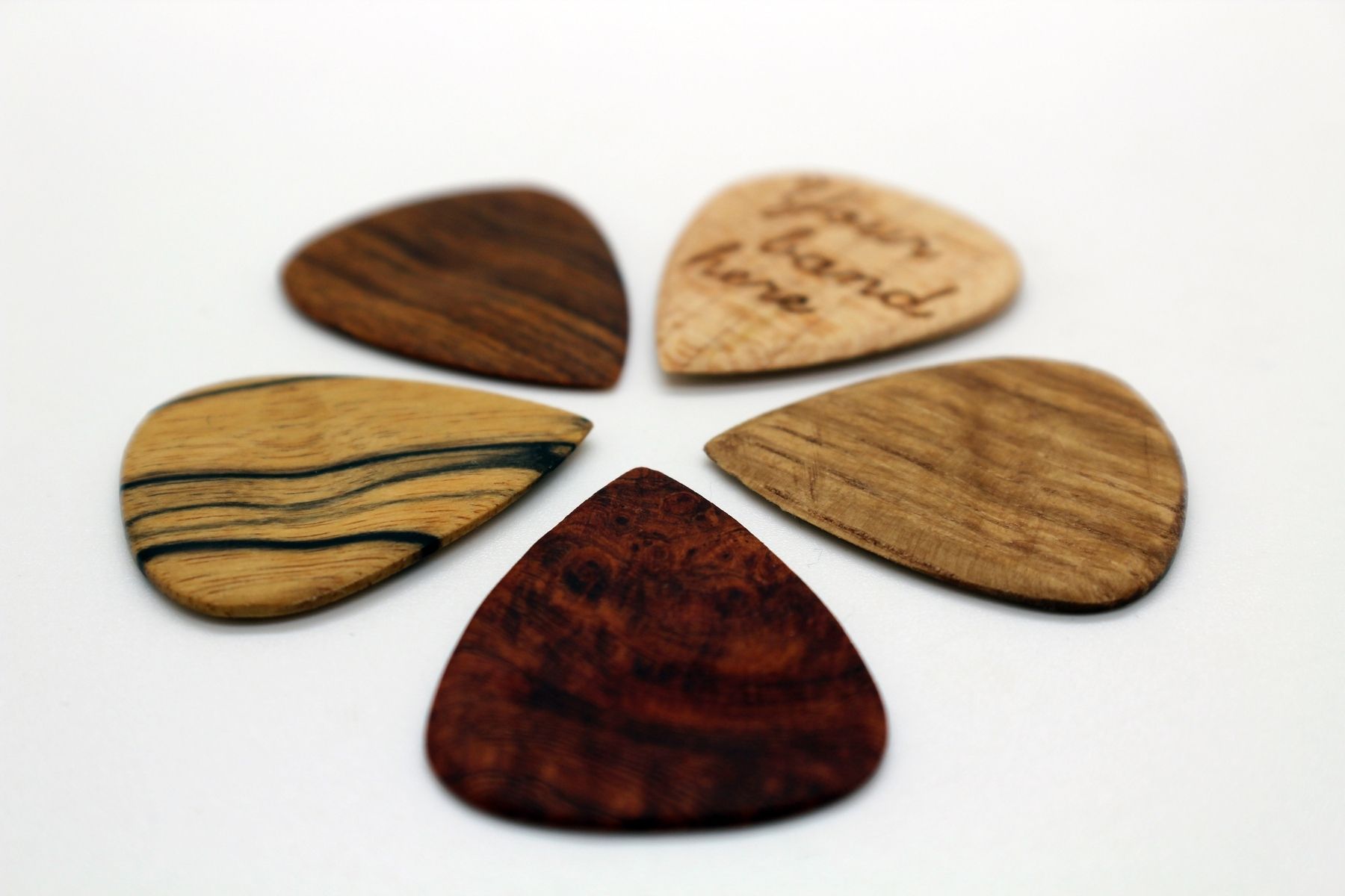 Custom Made Handmade Wood Guitar Picks By Wood Recycled