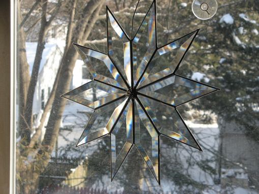 Custom Made Snowflake Light Catcher In Beveled Glass